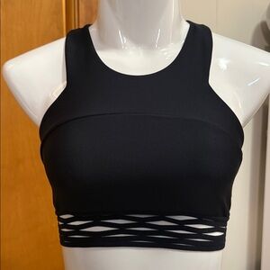 Alo Yoga Endear Sports Bra Black Cutout Band Small Medium Support